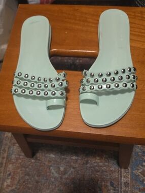 Vince Camuto Women's Mint Green Studded Slide Sandals